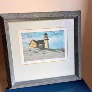 Vintage Lighthouse Carol Collette’s Original Hand Painted Etching Signed Framed
